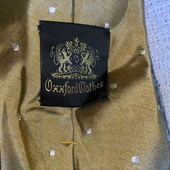 Oxxford Clothes Men’s Dress Toe Size 57” 3.5” Gold Dotted Silk Business Formal - Picture 2 of 12
